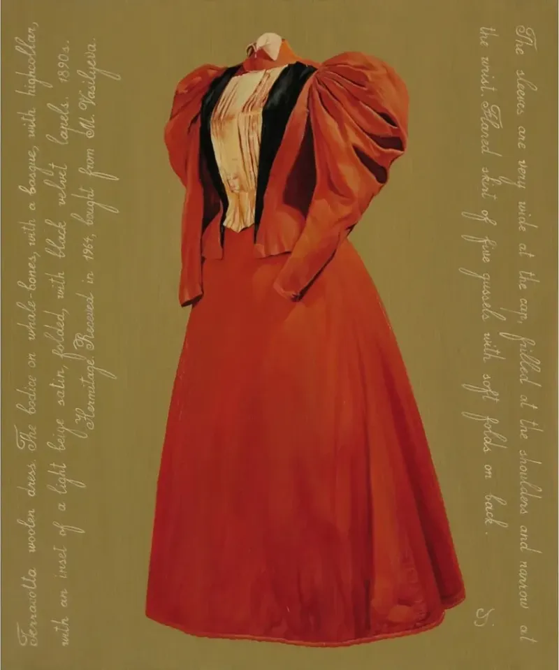 Terracotta Woolen Dress. 1890s