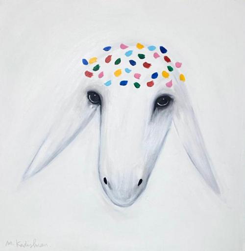 White-Sheep-with-a-Crown-Painting